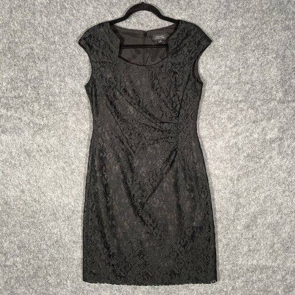 Tahari Womens Black Stylish Square Neck Sheath Dress Size 8 - Picture 3 of 11
